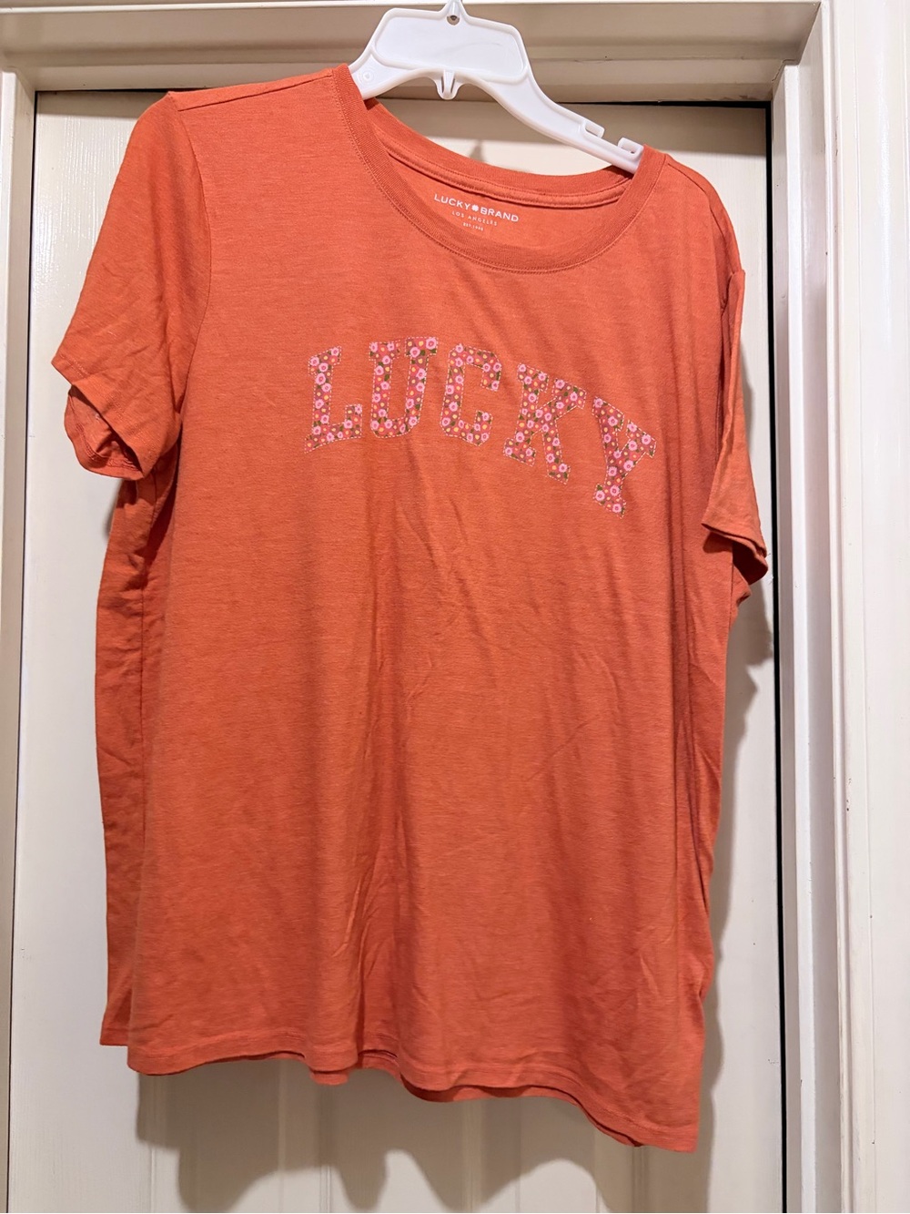 Lucky Brand Orange Floral 'LUCKY' Short Sleeve Tee